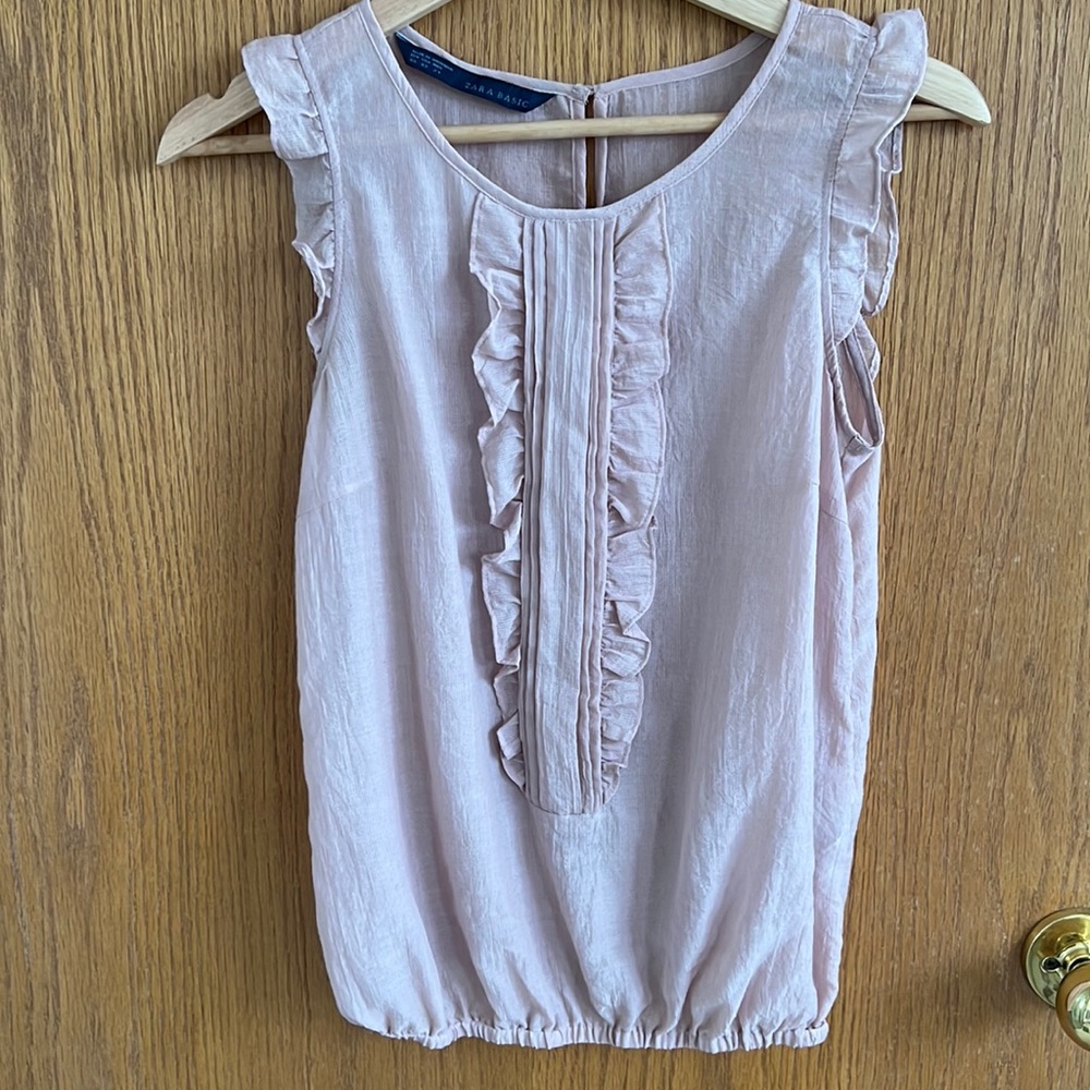 Zara + Sleeveless Blush Pink Blouse + Size XS
